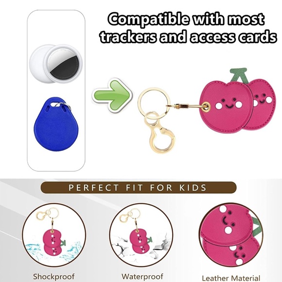 Leather AirTag Keychain Holder Case Compatible,NWT - Picture 2 of 4